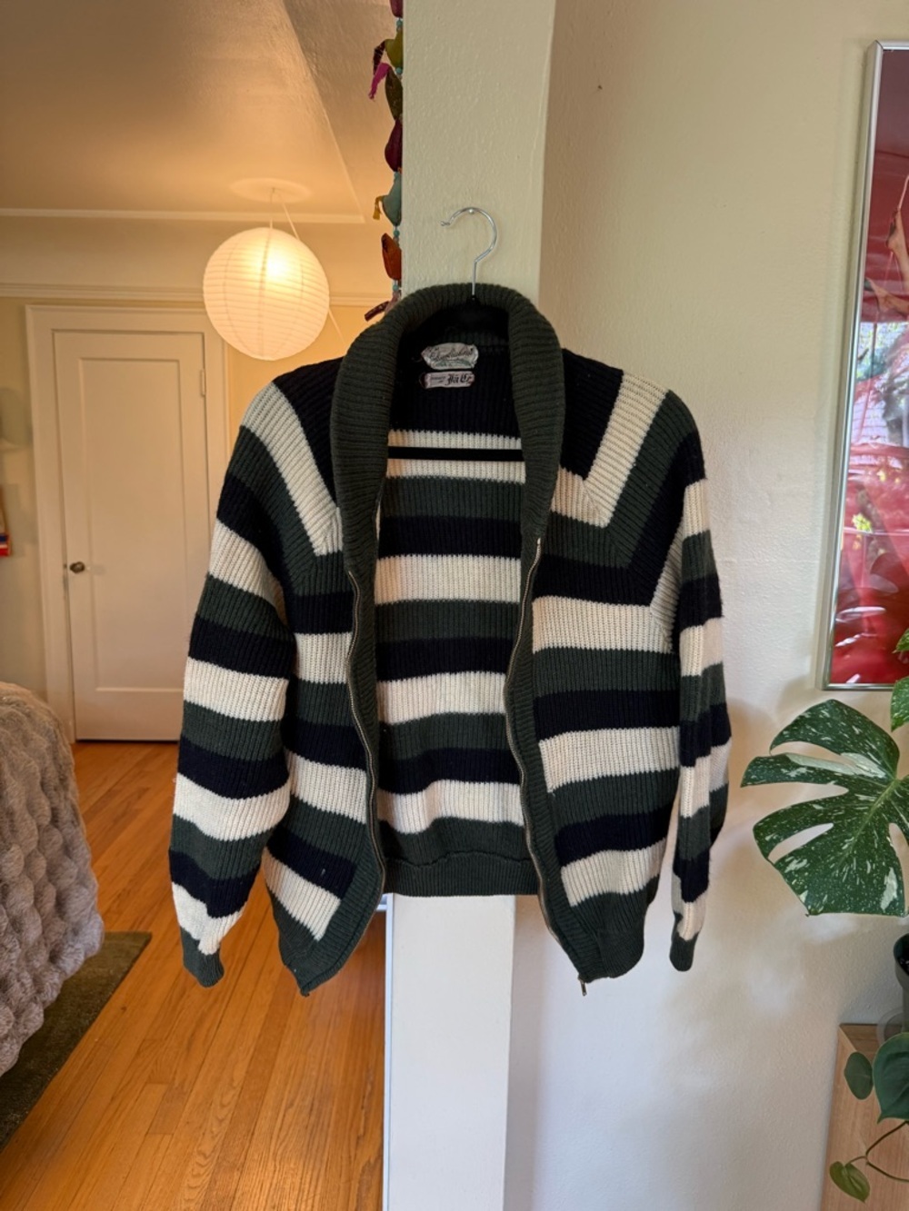 Vintage 40s/50s Striped Zip-Up Sweater